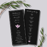 Purple Floral Wedding Ceremony Program Programme<br><div class="desc">Create a program for your wedding ceremony featuring an elegant watercolor purple magnolia blossom on a black background and your details. MATCHING ITEMS in our store.</div>