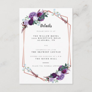 Purple Floral Wedding Details Enclosure Card