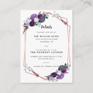 Purple Floral Wedding Details Enclosure Card