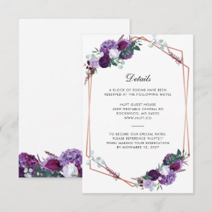 Purple Floral Wedding Details Enclosure Card