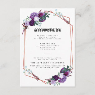 Purple Floral Wedding Details Enclosure Card