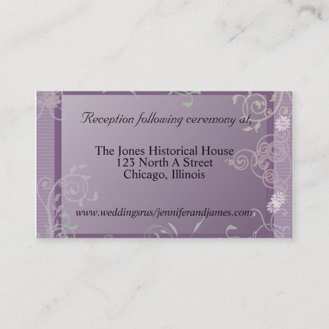 Purple Floral Wedding enclosure cards (Front)