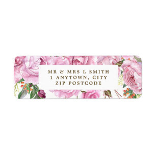 purple floral wedding etc return address label