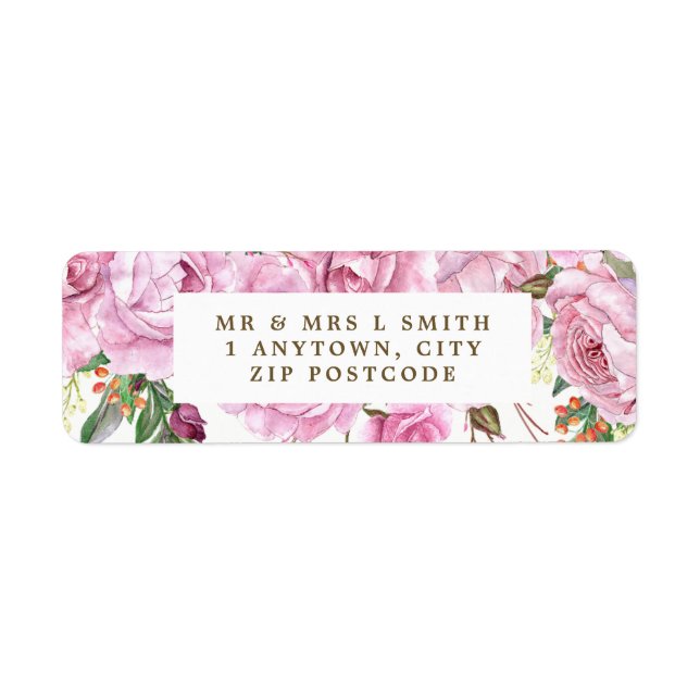 purple floral wedding etc return address label (Front)