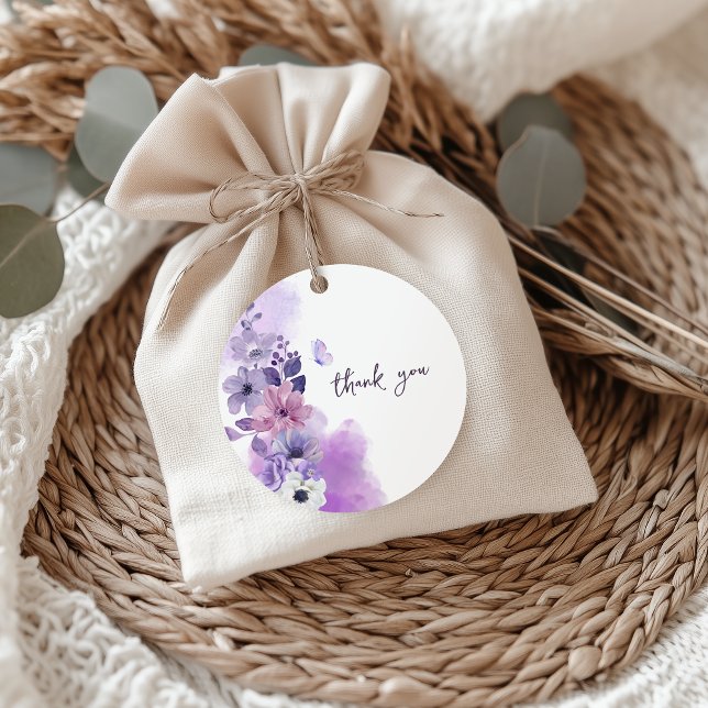 Purple Floral Wedding Favor Tag (Creator Uploaded)