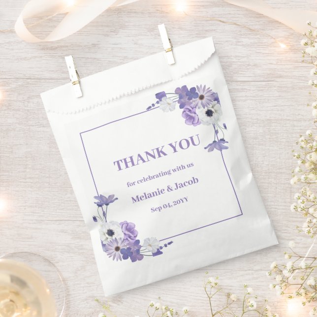 Purple Floral Wedding Favour Bags (Clipped)