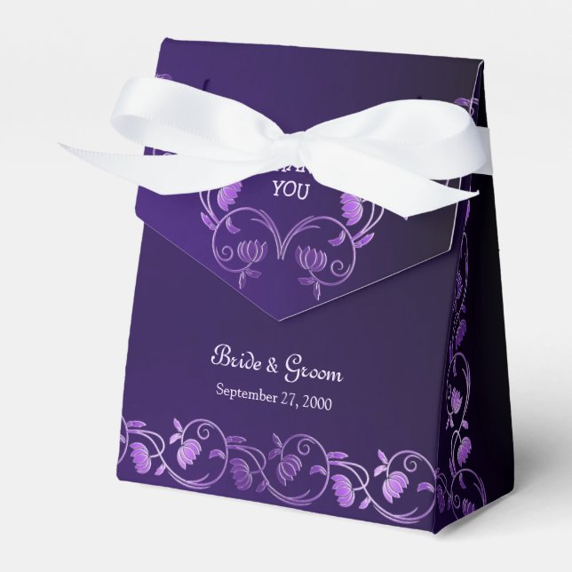 Purple Floral Wedding Favour Box (Front Side)