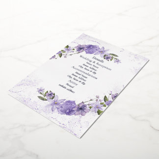 Purple Floral Wedding Foil Detail Card