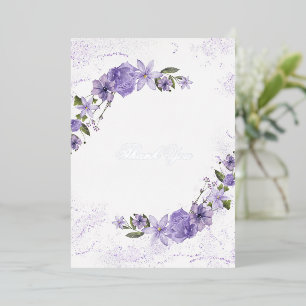 Purple Floral Wedding Foil Thank You Card