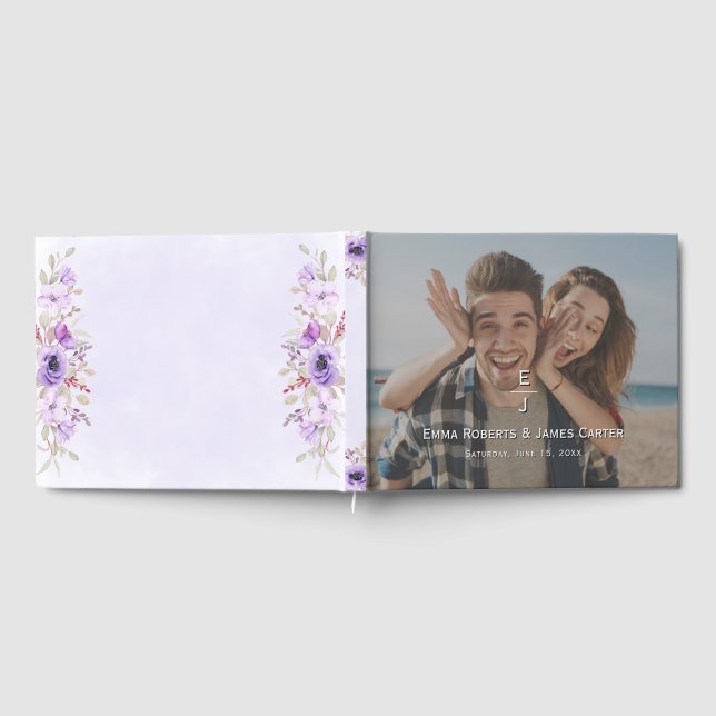 Purple Floral Wedding Guest Book (Full)