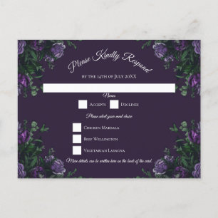 Purple Floral Wedding Holiday Postcard