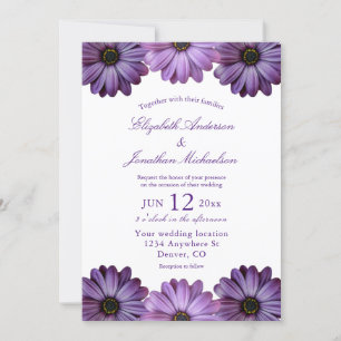 Purple Floral Wedding Invitation