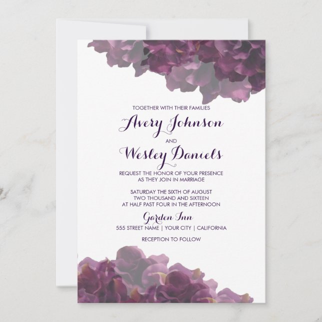Purple Floral Wedding Invitation (Front)