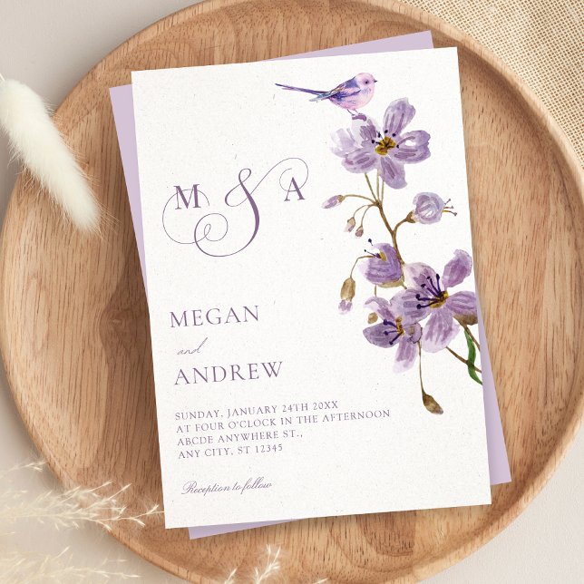 Purple floral wedding invitation (Creator Uploaded)
