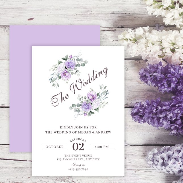 Purple floral wedding invitation (Creator Uploaded)