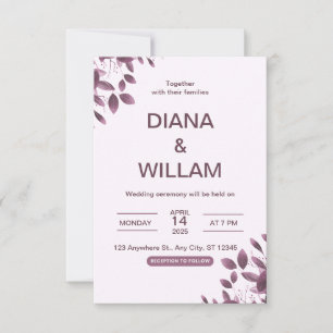 Purple Floral Wedding Invitation