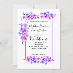 Purple Floral Wedding Invitation
