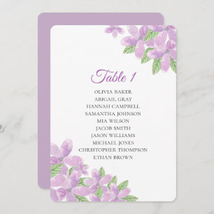 Purple floral wedding. Lilac flower seating charts Invitation
