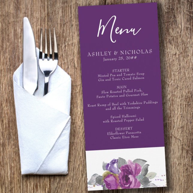 Purple Floral Wedding Menu (Creator Uploaded)