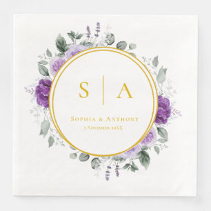 Purple Floral Wedding Napkins