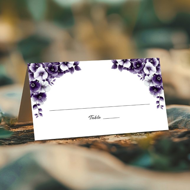 Purple Floral Wedding Place Card (Creator Uploaded)