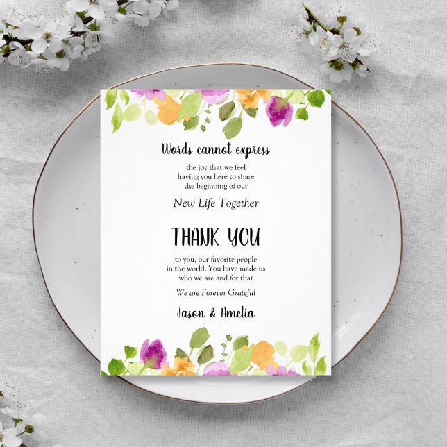 Purple Floral Wedding Place Setting Thank You Flyer (Creator Uploaded)