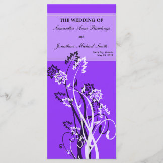 Purple Floral Wedding Program Programme
