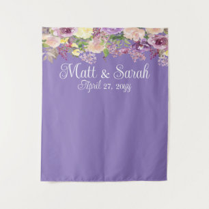 Purple Floral Wedding Reception Flower Photo Booth Tapestry
