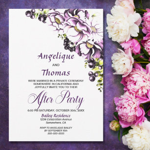 Purple Floral Wedding Reception Invitation