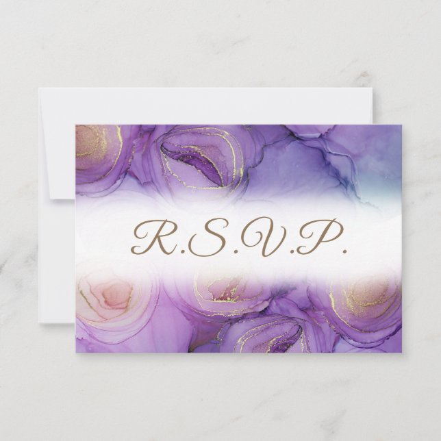 Purple Floral Wedding RSVP Card (Front)