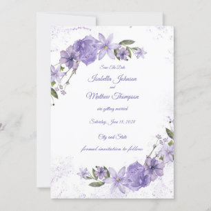 Purple Floral Wedding Save The Date