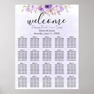 Purple Floral Wedding Seating Chart
