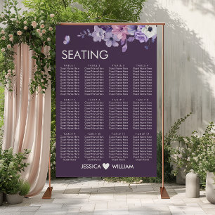 Purple Floral Wedding Seating Chart Poster