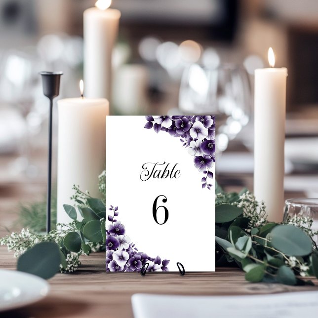 Purple Floral Wedding Table Number (Creator Uploaded)