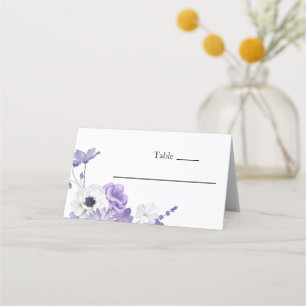 Purple Floral Wedding Table Number place card