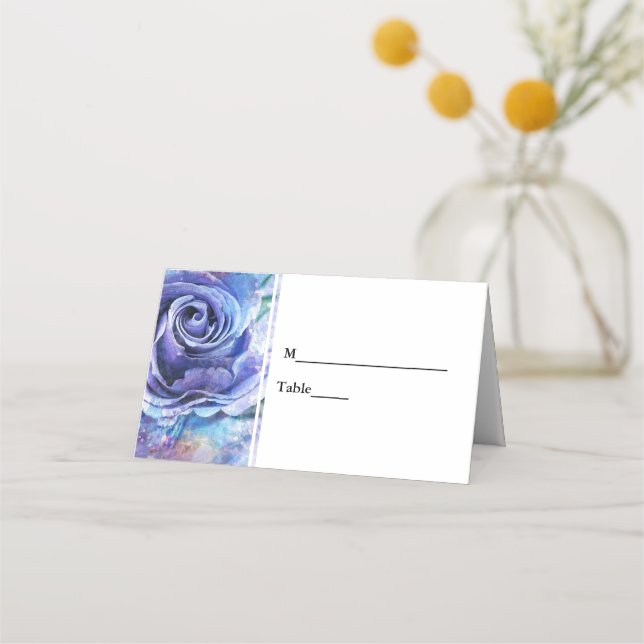 Purple Floral Wedding Table Place Card (Front)