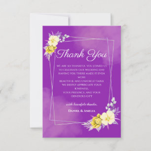 Purple Floral Wedding Thank You Card