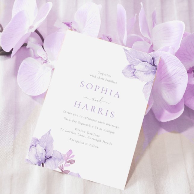 Purple Floral Wedding Watercolor Stunning  Invitation (Creator Uploaded)