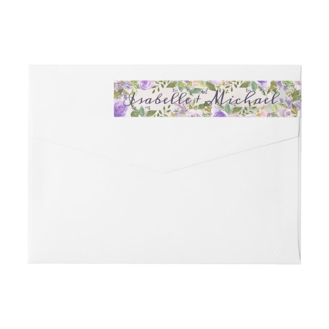 Purple Floral Wedding Wrap Around Labels (Back)