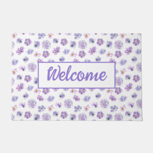 Purple Floral Welcome Doormat