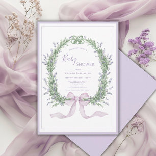 Purple Floral Whimsical Vintage Baby Shower Invitation