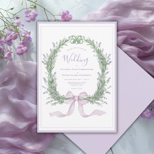 Purple Floral Whimsical Vintage Wedding Invitation