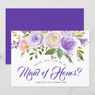 Purple Floral Will You be My Maid of Honour Card
