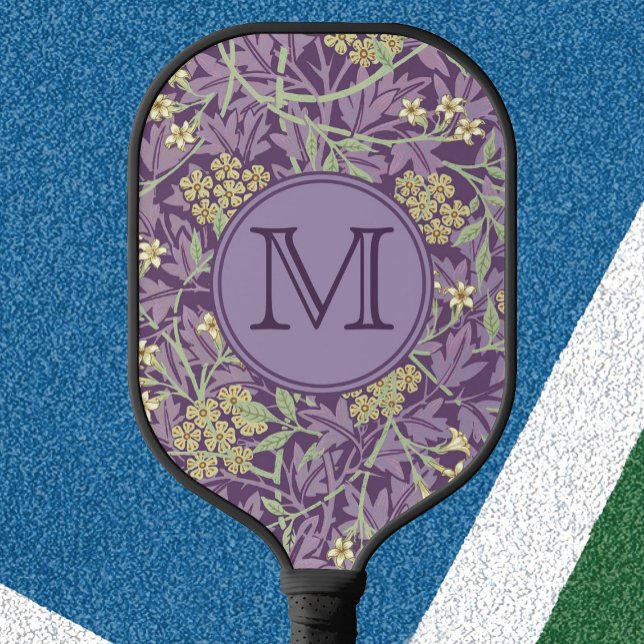 Purple Floral William Morris Custom Initial Ladies Pickleball Paddle (Creator Uploaded)