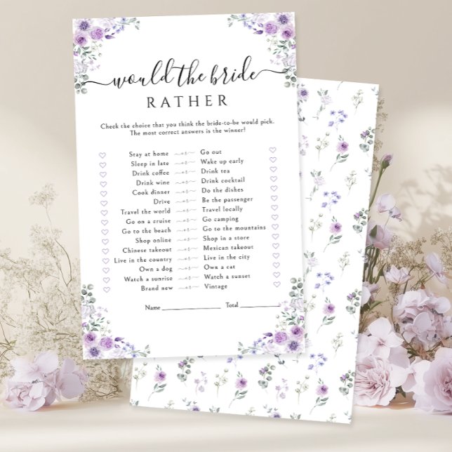 Purple Floral Would the bride rather Game (Creator Uploaded)