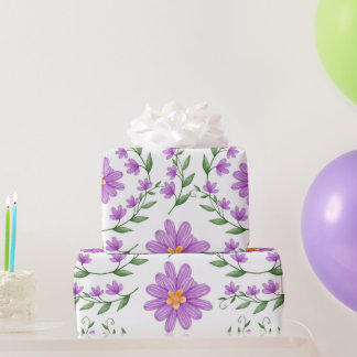 Purple Floral Wrapping Paper