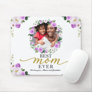 Purple Floral Wreath Best Mum Ever Mothers Day Mouse Pad