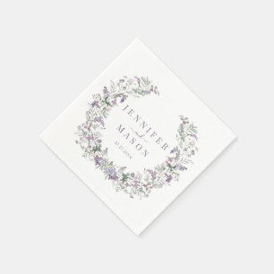 Purple Floral Wreath Bohemian Whimsical Wedding Napkin