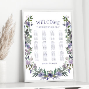 Purple Floral Wreath Garden Wedding Seating Chart