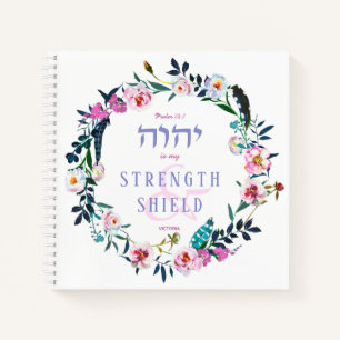 Purple Floral Wreath Named Bible Quote YHVH Notebook
